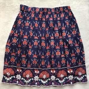 Anthropologie Maeve Adela Navy Floral Beaded Skirt - SUPER CUTE!